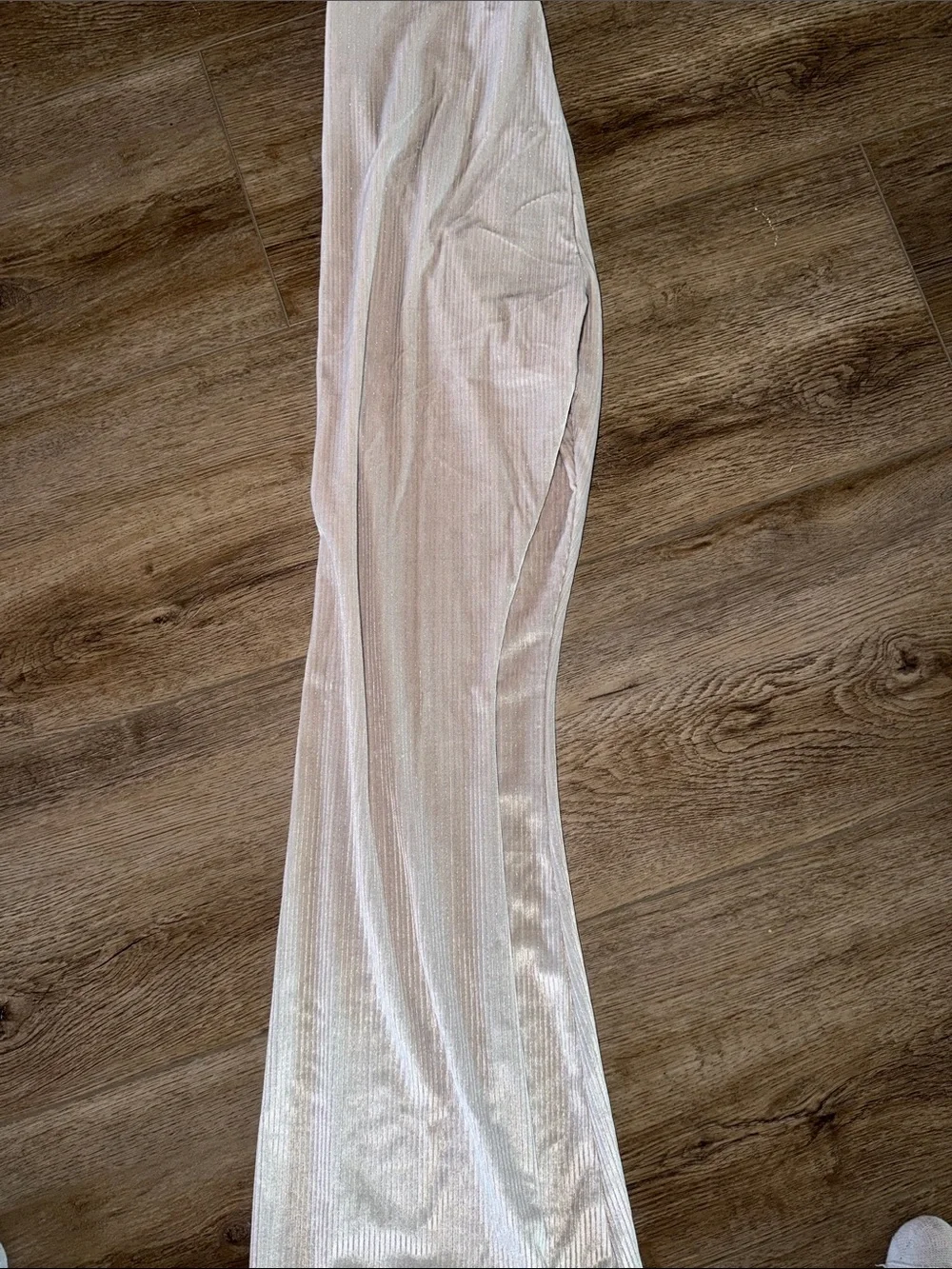 Kids Ribbed Velvet Flare Bottoms in Light Grey